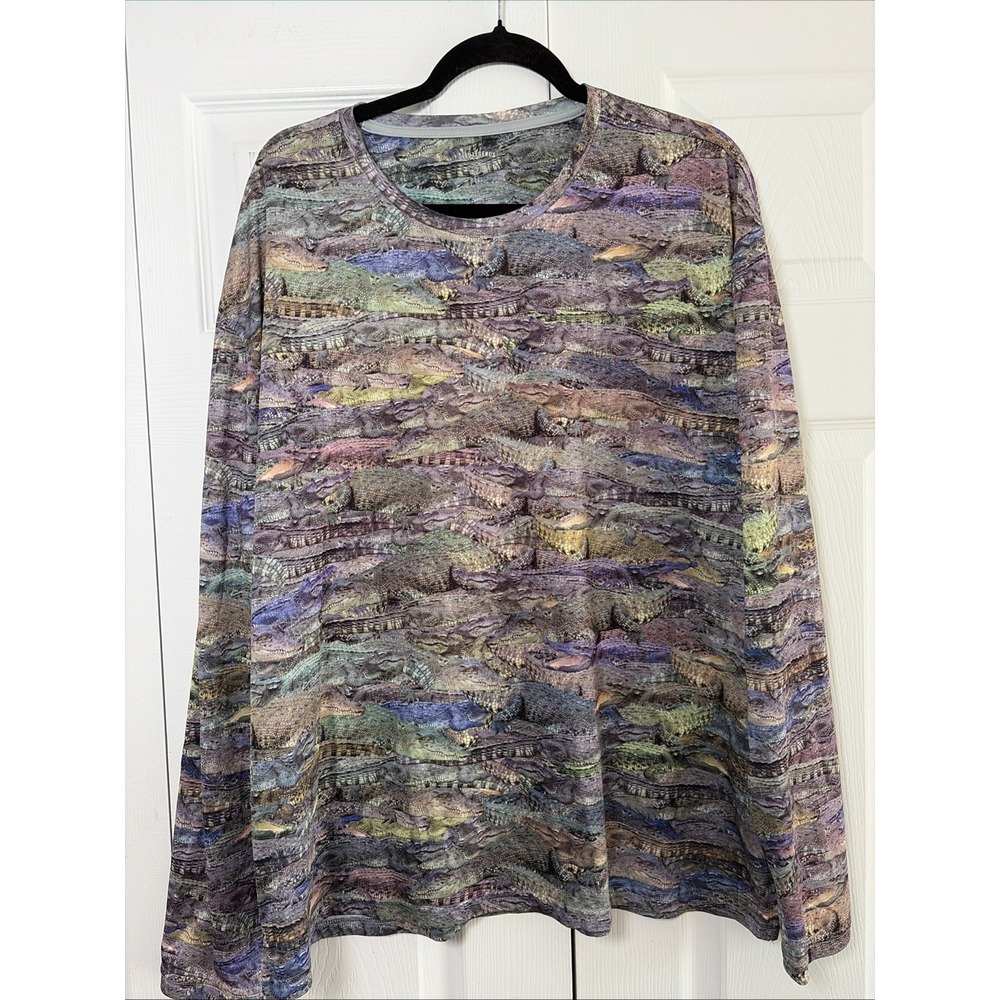 Reel Legends Free Line All Over Crocodile Print Mens Size XL Purple Performance